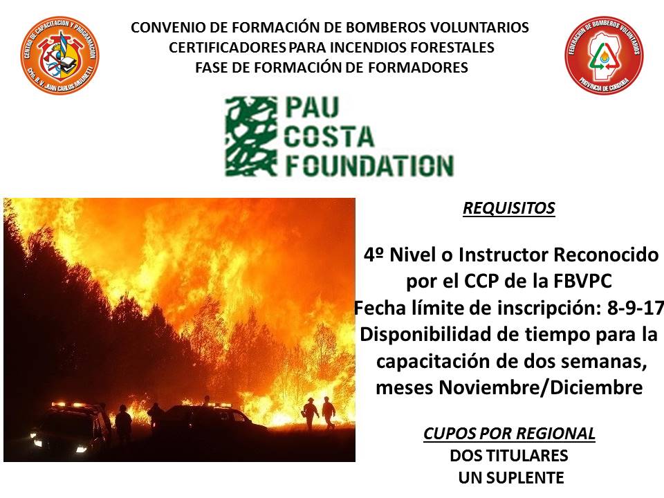 Formación de Bomberos Voluntarios Certificadores para Incendios Forestales