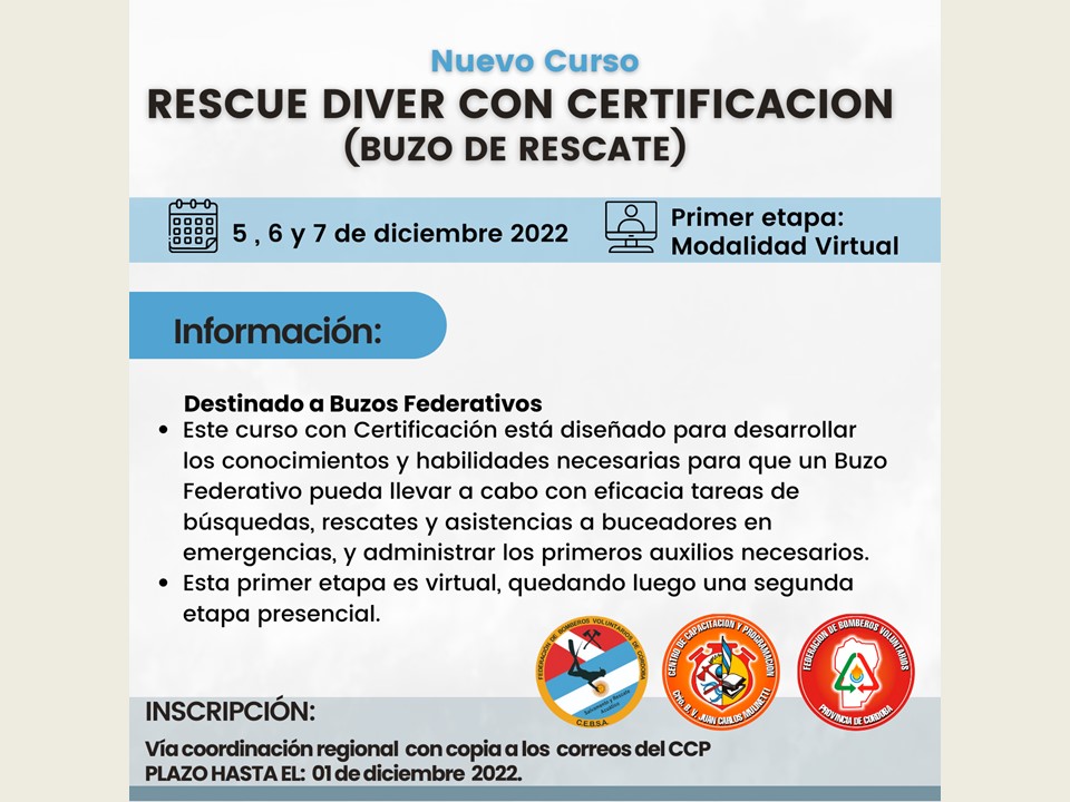 Curso Rescue Diver con Certificaci�n: 1� Etapa - Modalidad Virtual