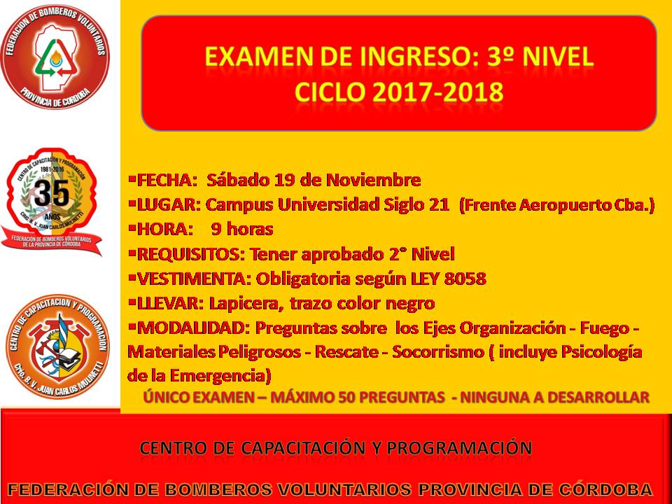 Examen de Ingreso: 3° Nivel Ciclo 2017- 2018