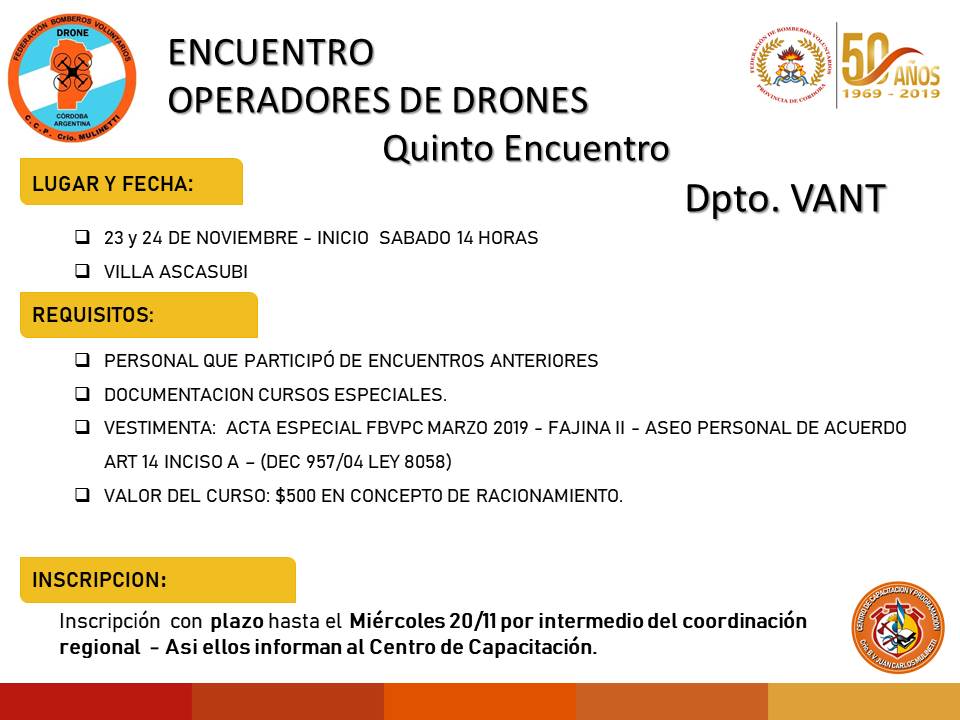 Departamento VANT: 5� Encuentro de Operadores de Drones